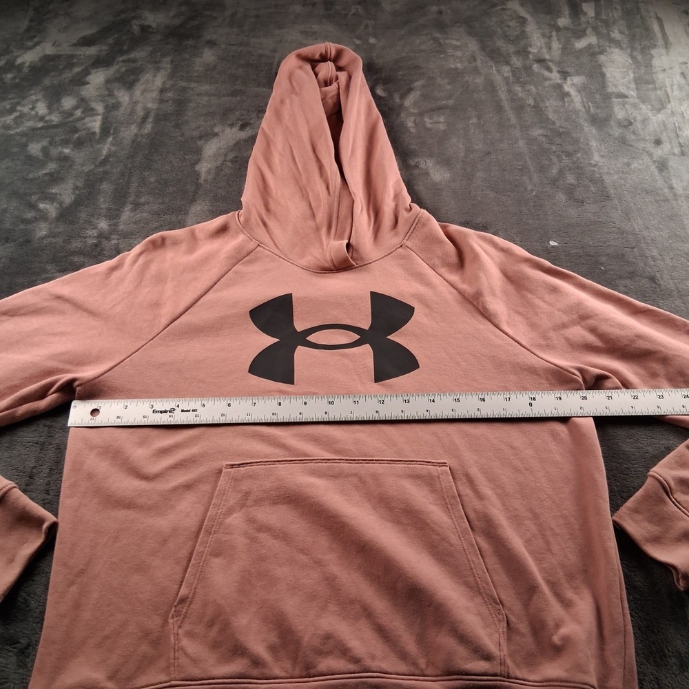 Under Armour Rival Fleece Hoodie Womens Medium Pink Logo Pullover Sweatshirt - Picture 6 of 7